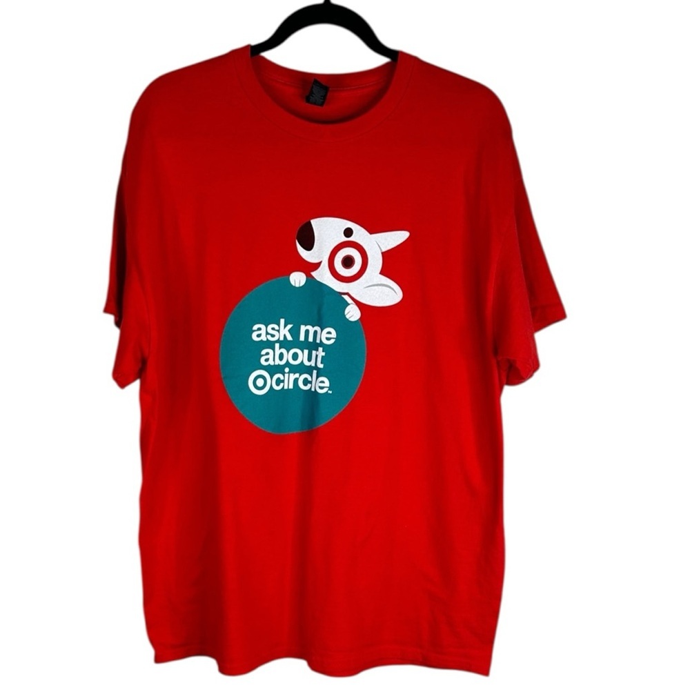 Target "Ask Me About Circle" Red Target Dog T-Shirt Size XL